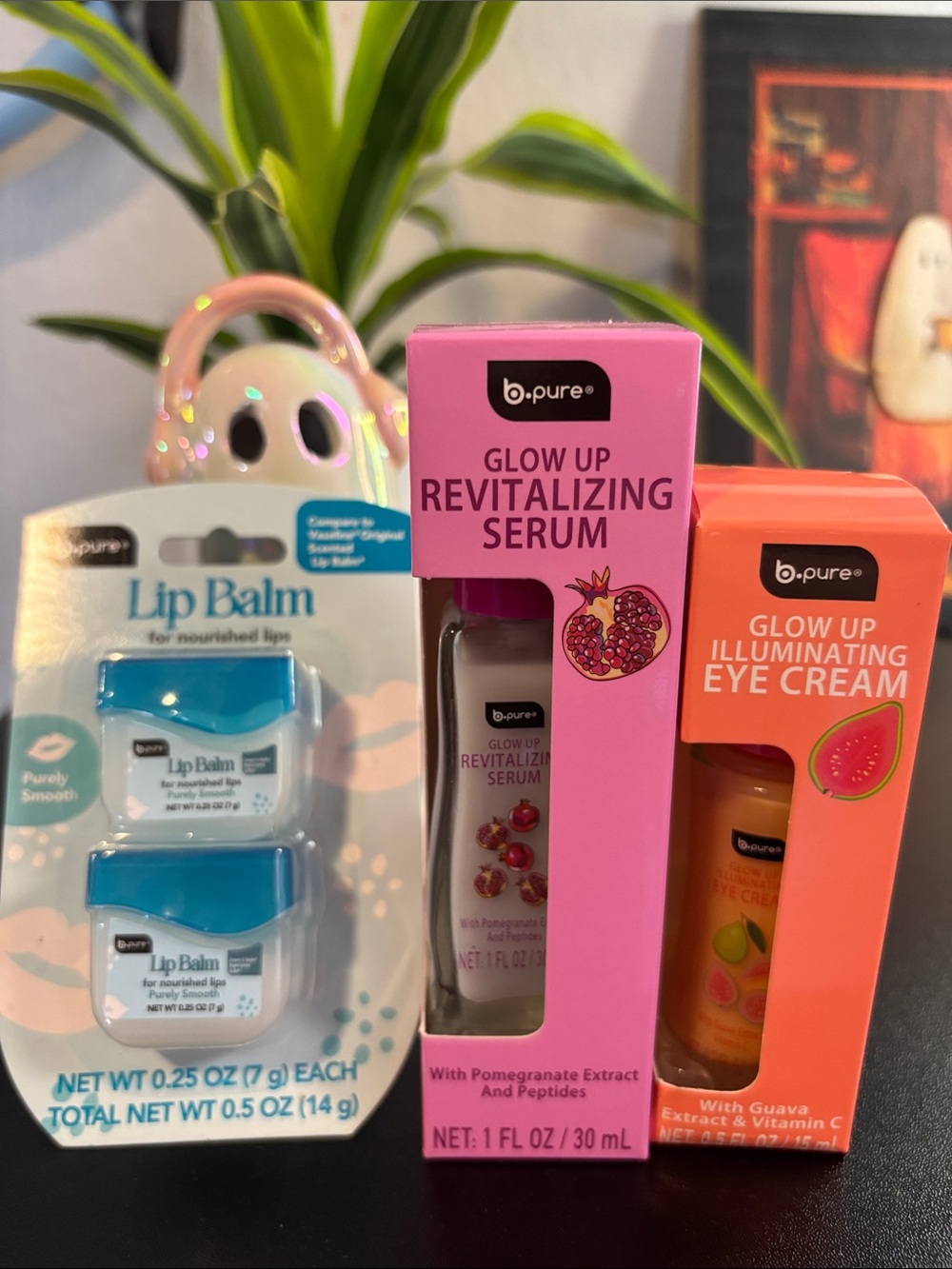 B pure Glow Up Revitalizing Serum Glow Up Eye Cream & Lip Balm